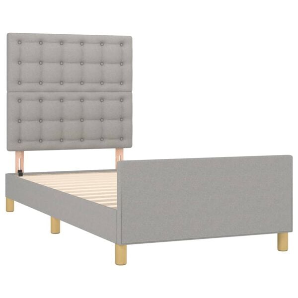 vidaXL Bedframe met hoofdbord stof lichtgrijs 80x200 cm