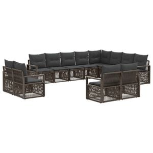 vidaXL Tuinbankenset 12 pcs Grijs poly rattan