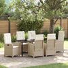 vidaXL Tuin eettafelset met kussen 7 pcs Beige poly rattan