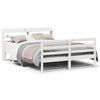 vidaXL Bedframe met hoofdbord massief grenenhout wit 135x190 cm