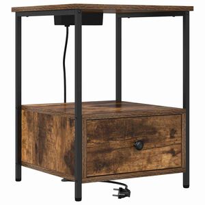 vidaXL Nachtkastje met lade Gerookt eiken 42 x 41 x 56 cm Bewerkt hout