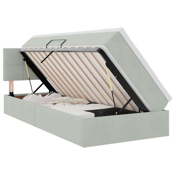 vidaXL Opbergbed met LED met matras Lichtgrijs 90 x 190 cm Fluweel