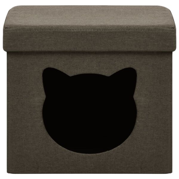 vidaXL Opbergkruk met kattenpatroon inklapbaar stof donkerbruin