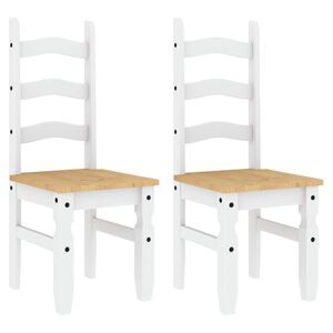 vidaXL Eetkamerstoelen 2 st Corona 42x47x107 cm grenenhout wit
