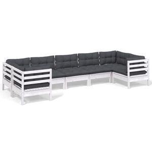 vidaXL 7-delige Loungeset met kussens grenenhout wit