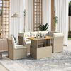 vidaXL 5-delige Loungeset met kussens poly rattan beige