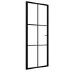 vidaXL Binnendeur 76x201,5 cm ESG-glas en aluminium zwart