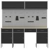 vidaXL Werkkast set met lade met opslag met slot 10 pcs Zwart