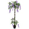 vidaXL Artificial Bean Flower Tree Paars 80 x 18 x 160 cm Stof en Hout