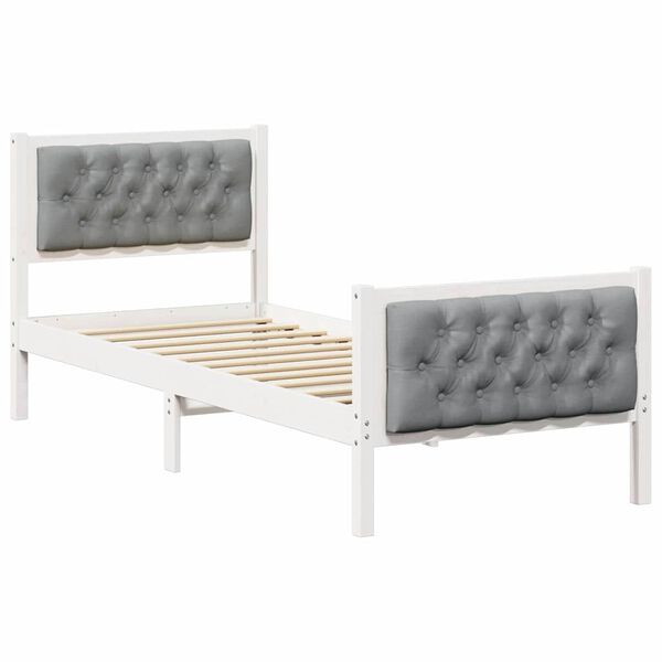 vidaXL Bedframe Lichtgrijs 75 x 190 cm Massief grenenhout