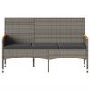 vidaXL Tuinbank 3-zits met kussens poly rattan grijs