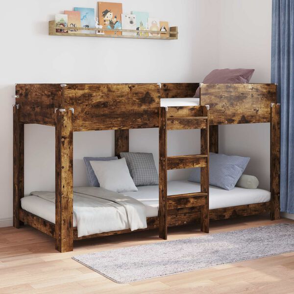 vidaXL Bunk Bed voor Kinderen Gerookt eiken 100 x 190 cm Bewerkt hout