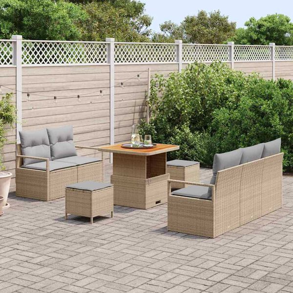 vidaXL Tuin Sofa Set met kussen met opslag 8 pcs Beige en Licht Grijs
