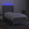 vidaXL Boxspring met matras en LED stof lichtgrijs 90x190 cm