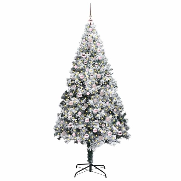 vidaXL Kunstkerstboom met 300 LED Wit 240 cm PVC en Staal en Kunststof