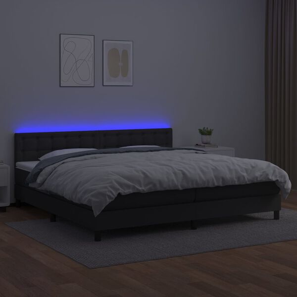vidaXL Boxspring met matras en LED kunstleer zwart 200x200 cm