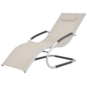 vidaXL Ligbed met kussen aluminium en textileen cr&egrave;me