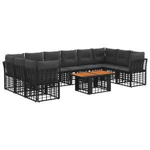 vidaXL Tuinbankenset 11 st Zwart en Donkergrijs 100 x 55 x 73 cm