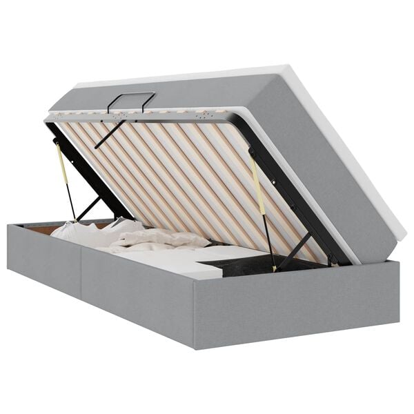 vidaXL Opslag bed met matras Lichtgrijs 100 x 200 cm Polyester
