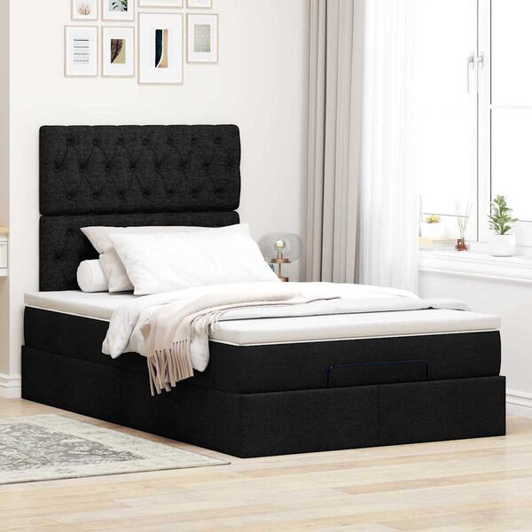 vidaXL Ottoman bed met matras en LED's 120x200cm stof zwart