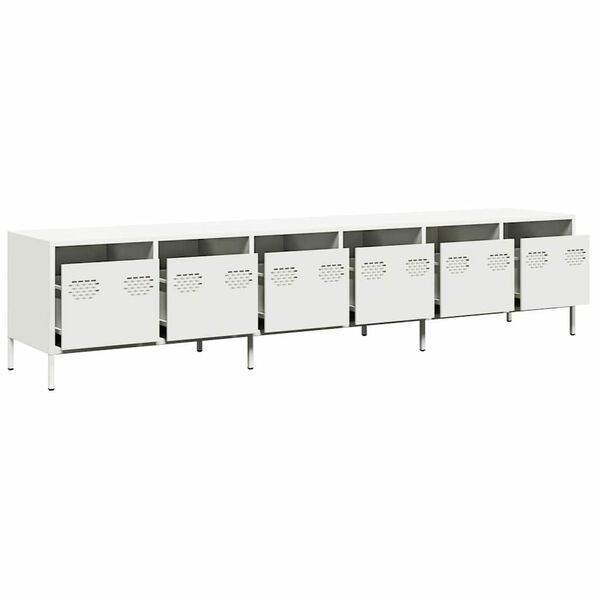 vidaXL Tv-meubel 202x39x43,5 cm koudgewalst staal wit