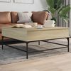vidaXL Salontafel 95x95x45 cm bewerkt hout en metaal sonoma eikenkleur