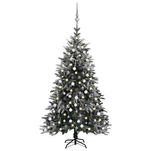 vidaXL Kunstkerstboom met LED's, kerstballen en sneeuw 240 cm PVC PE