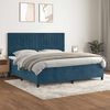 vidaXL Boxspring met matras fluweel donkerblauw 200x200 cm