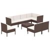 vidaXL 9-delige Loungeset met kussens poly rattan bruin