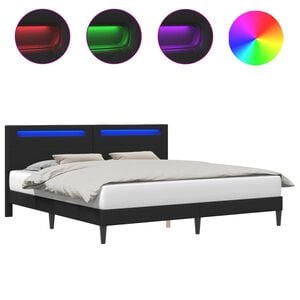 vidaXL Bedframe met LED-stripverlichting Zwart 180 x 200 cm Kunstleer