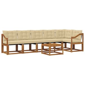 vidaXL Buiten bankenset met kussen 7 pcs Natuurlijk en Beige