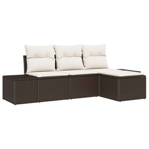 vidaXL Tuin Sofa Set met kussen 4 pcs Bruin en Cr&egrave;me poly rattan