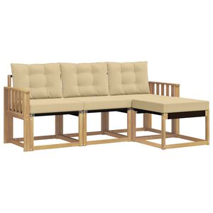 vidaXL Buiten bankenset met kussen 4 pcs Wit en Beige