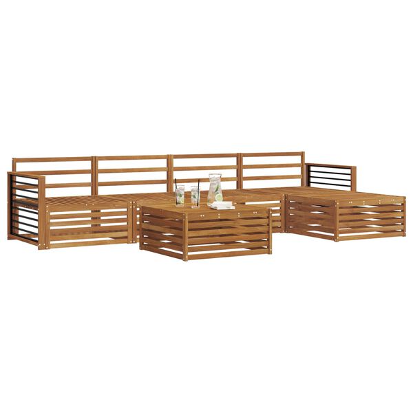 vidaXL Buiten bankenset 6 pcs Naturel