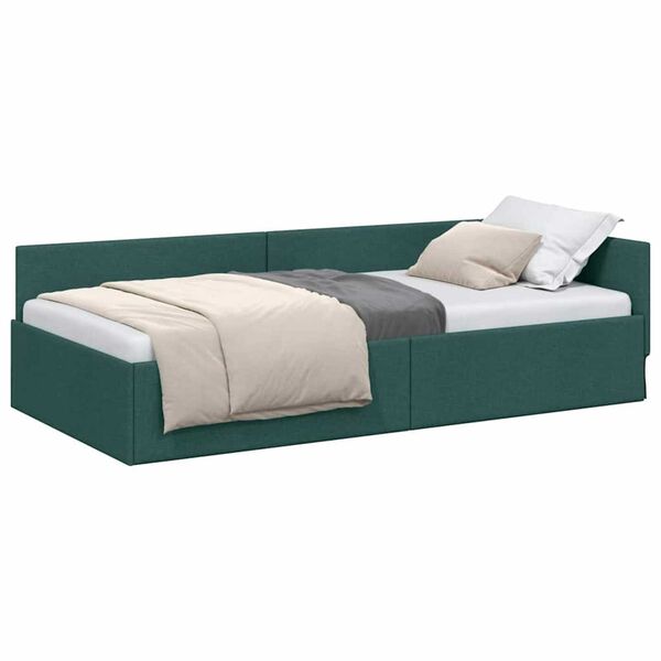 vidaXL Hoekbedframe met hoofdeinde Donkergroen 90 cm x 190 cm Fluweel