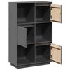 vidaXL Hoge kast 74x35x117 cm massief grenenhout grijs