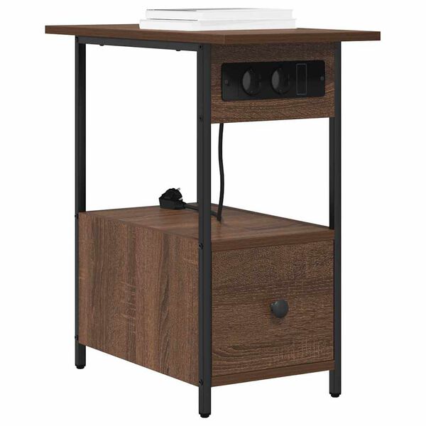 vidaXL Nachtkastje met lade Bruin Eiken 60 x 30 x 61 cm Bewerkt hout