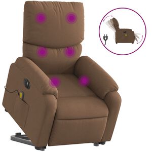 vidaXL Sta-op-massagestoel elektrisch verstelbaar stof bruin