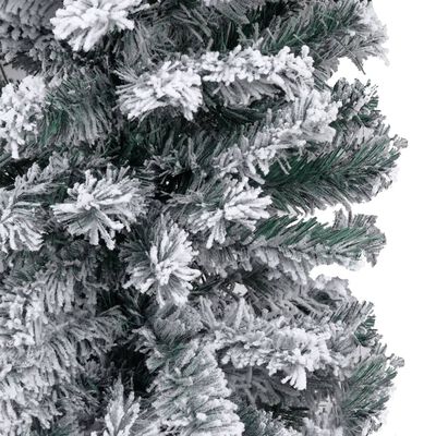 vidaXL Kunstkerstboom met verlichting en sneeuw smal 210 cm PVC groen