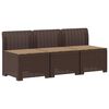 vidaXL 3-zits tuinbank met kussens in rattanlook PP Bruin