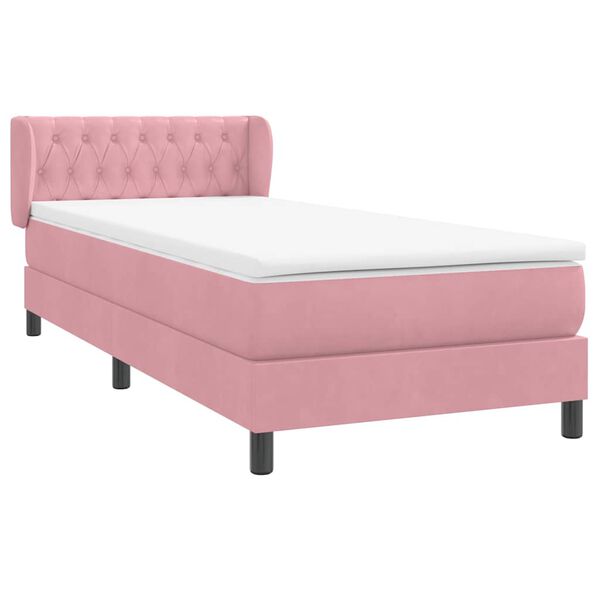 vidaXL Boxspring met matras fluweel roze 100x210 cm