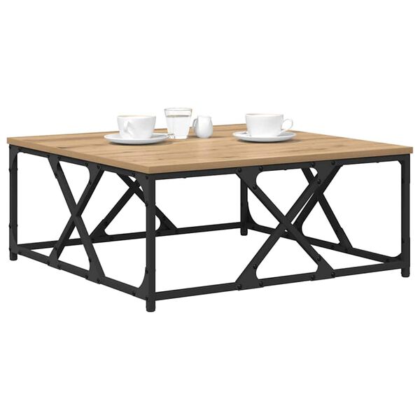 vidaXL Salontafel Artisan Eiken 70 x 70 x 30 cm Bewerkt hout