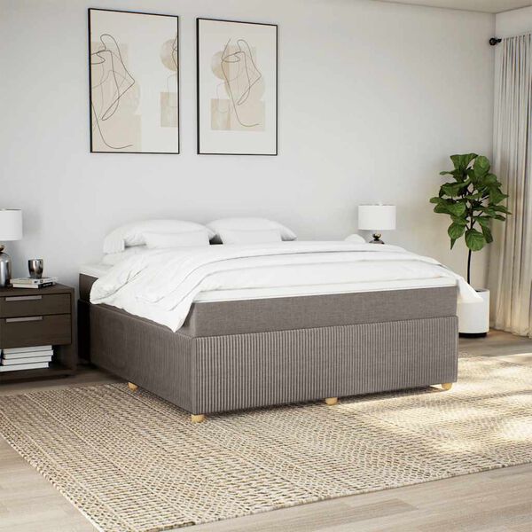 vidaXL Boxspring met matras stof taupe 180x200 cm