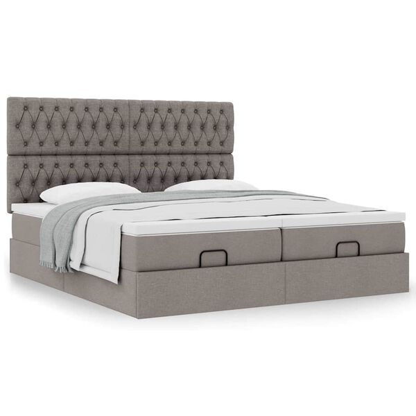 vidaXL Ottoman bed met matrassen 200x200cm stof taupe