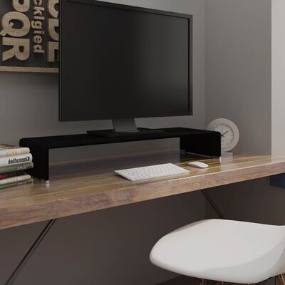 vidaXL Tv-meubel/monitorverhoger zwart 90x30x13 cm glas