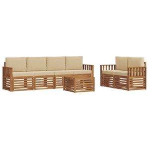 vidaXL Buiten bankenset 7 pcs Natuurlijk en Beige Massief Acaciahout