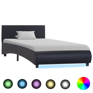 vidaXL Bedframe met LED kunstleer zwart 100x200 cm