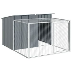 vidaXL Hondenhok met ren antraciet 153x194x110 cm gegalvaniseerd staal