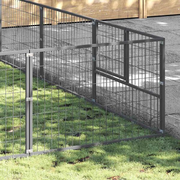 vidaXL Hondenkennel 45 m&sup2; staal zilverkleurig