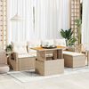 vidaXL 6-delige Loungeset met kussens poly rattan beige
